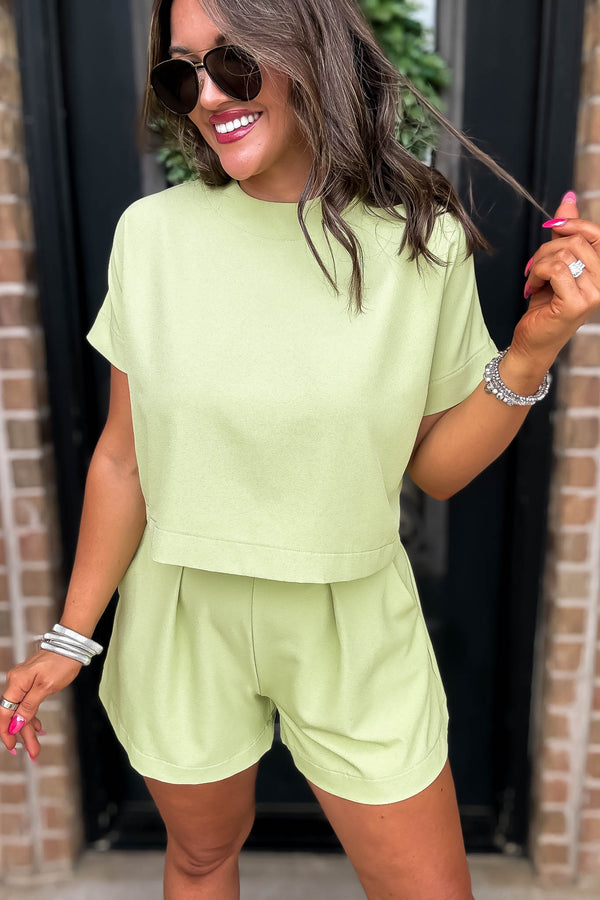 Everyday Radiance Solid Pistachio Short Sleeve Top
