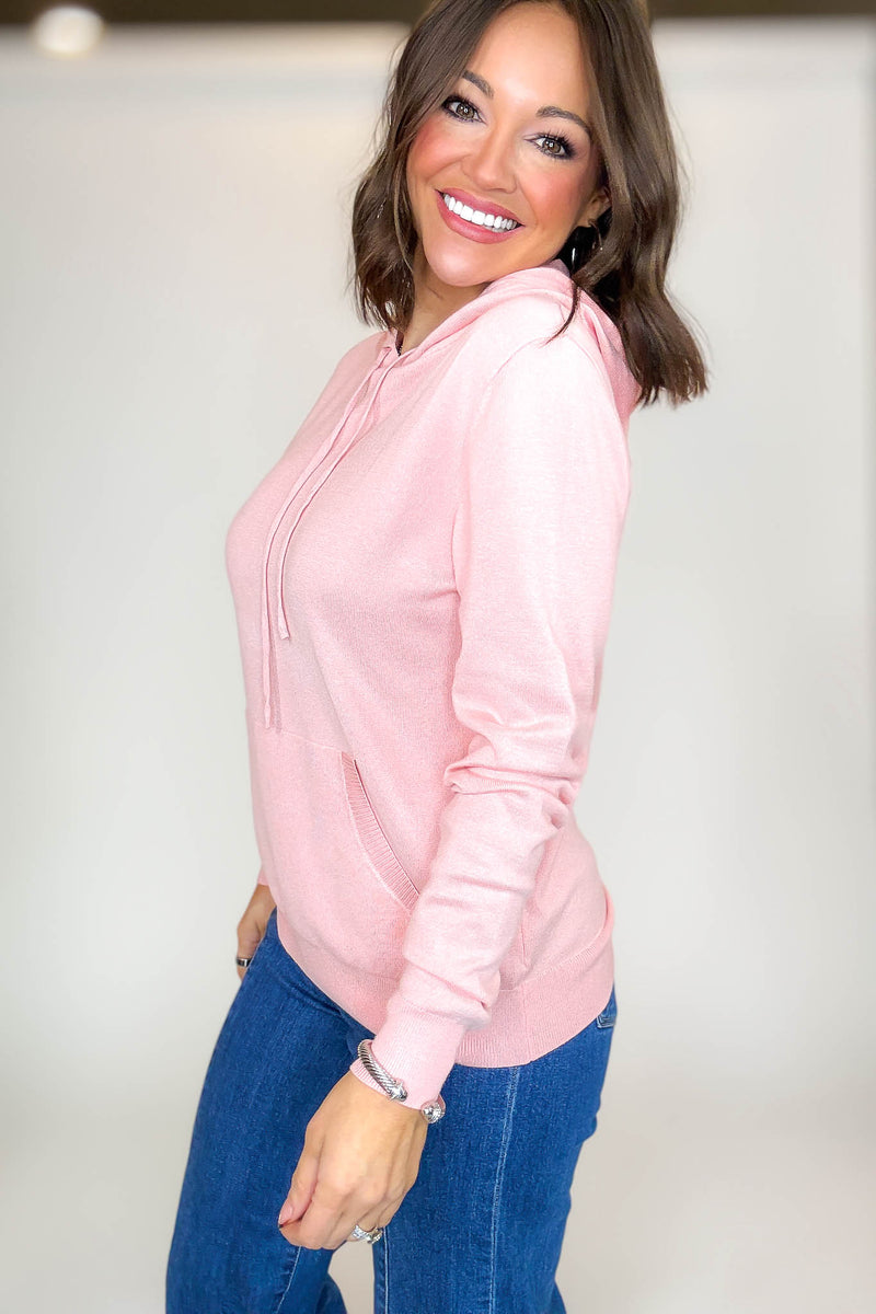 PINK FRIDAY Dusty Pink Women's Sweater Hoodie With Front Pocket