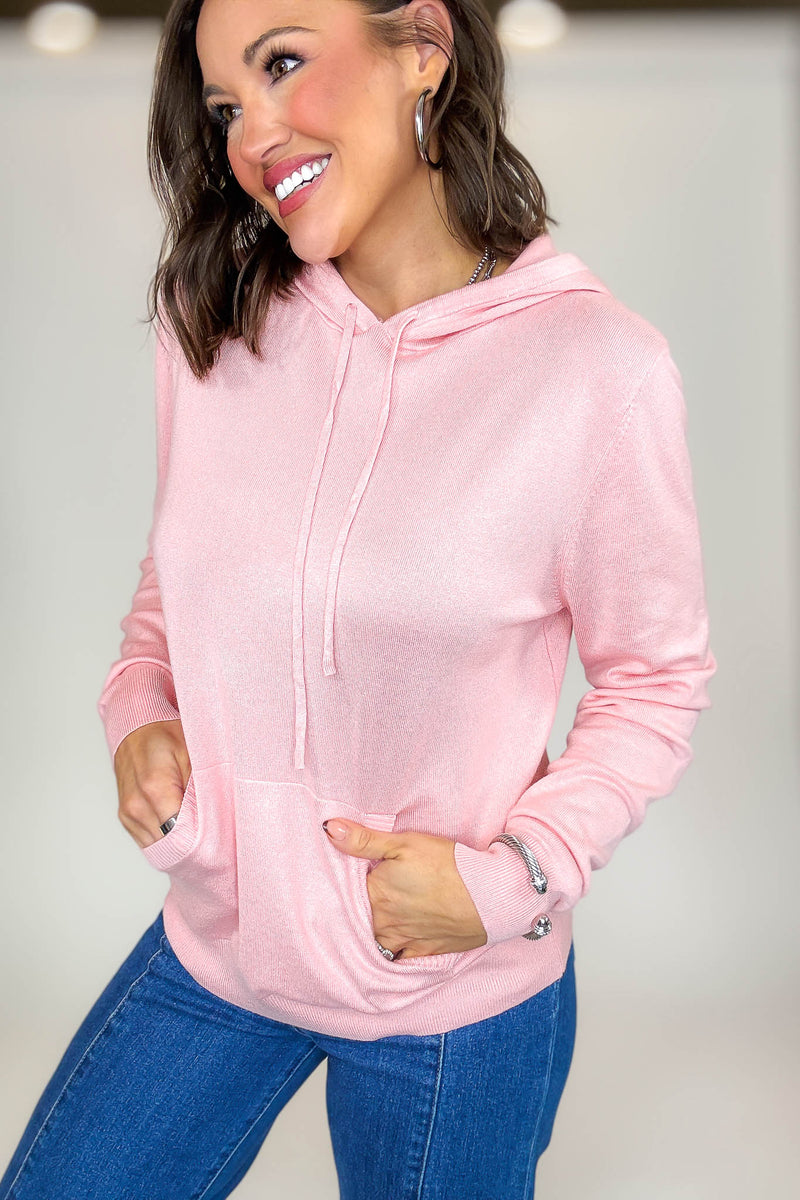 PINK FRIDAY Dusty Pink Women's Sweater Hoodie With Front Pocket