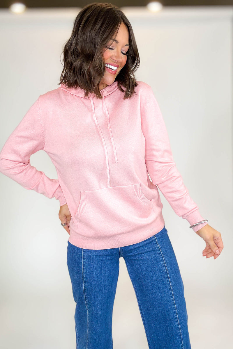 PINK FRIDAY Dusty Pink Women's Sweater Hoodie With Front Pocket