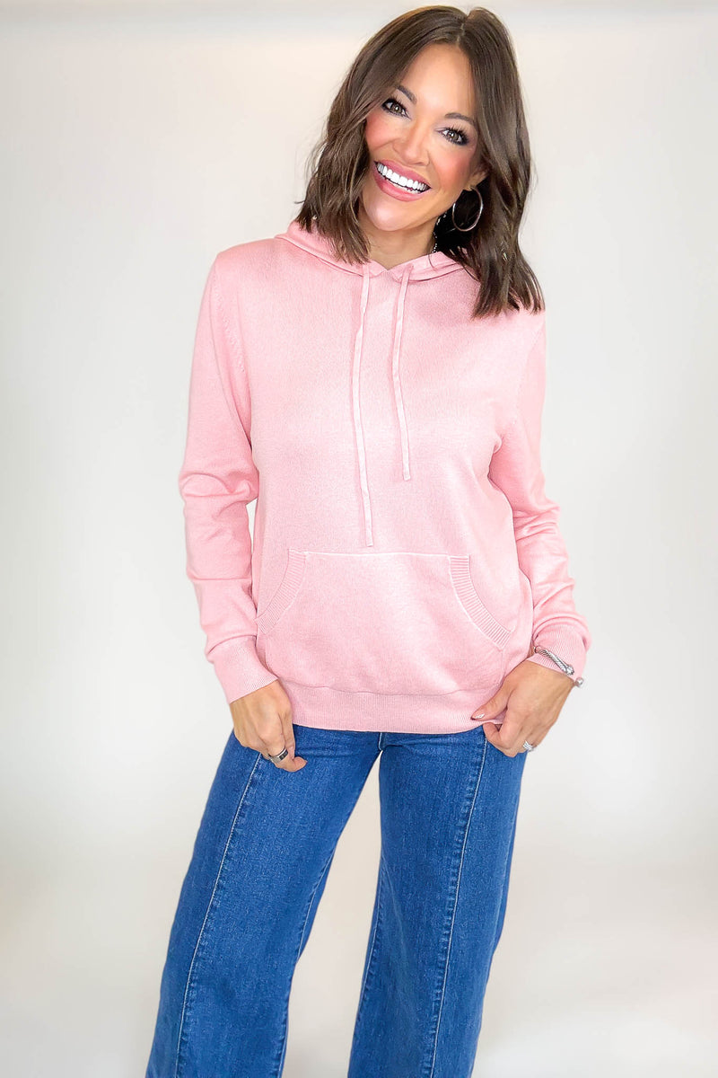PINK FRIDAY Dusty Pink Women's Sweater Hoodie With Front Pocket