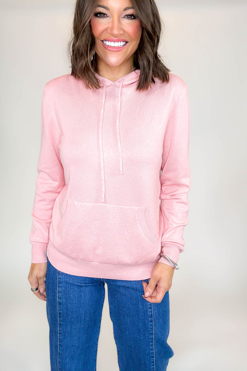 PINK FRIDAY Dusty Pink Women's Sweater Hoodie With Front Pocket