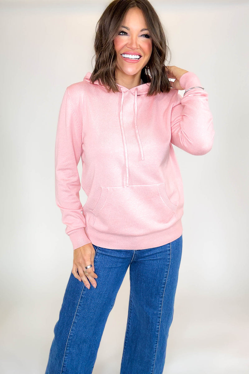 PINK FRIDAY Dusty Pink Women's Sweater Hoodie With Front Pocket
