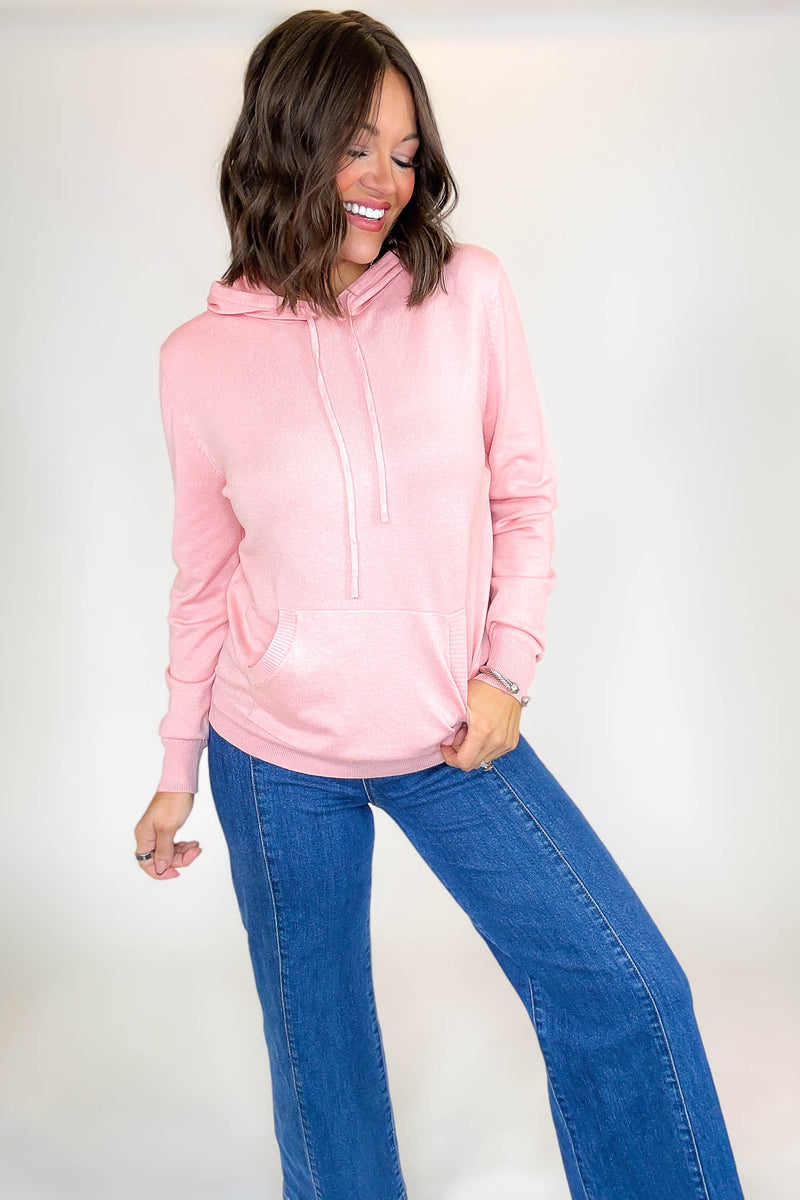 PINK FRIDAY Dusty Pink Women's Sweater Hoodie With Front Pocket