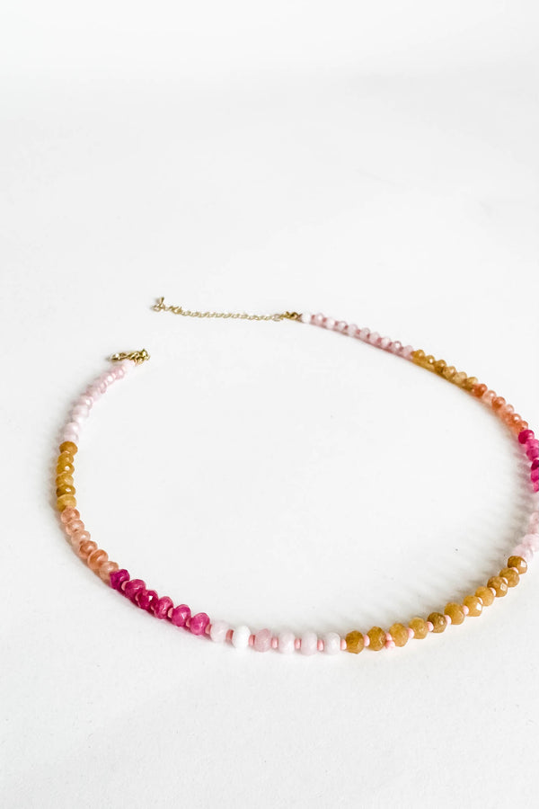 Dainty Pink Bead Mini Necklace