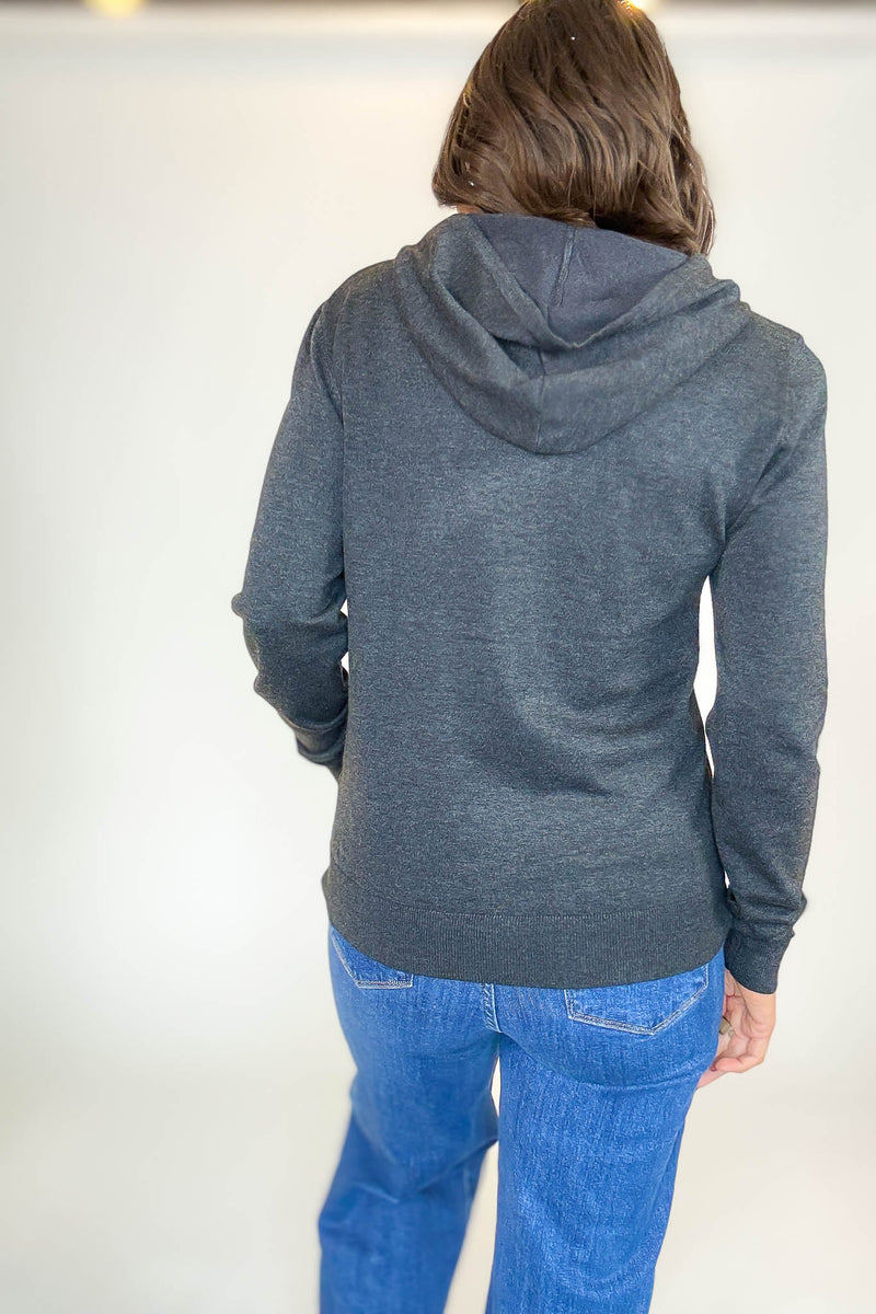 PINK FRIDAY Charcoal Grey Women's Sweater Hoodie With Front Pocket