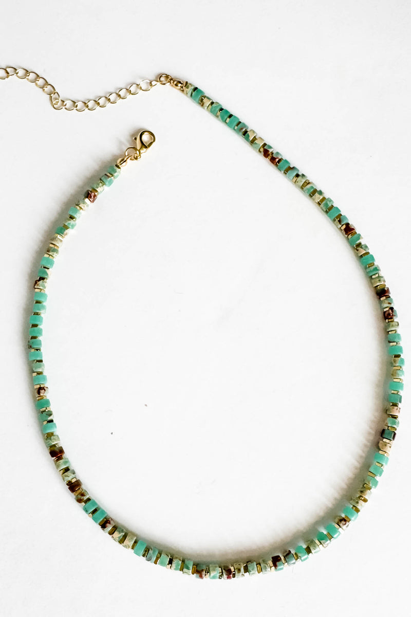 18k Non-tarnish Jade Beaded Stainless Steel Necklace