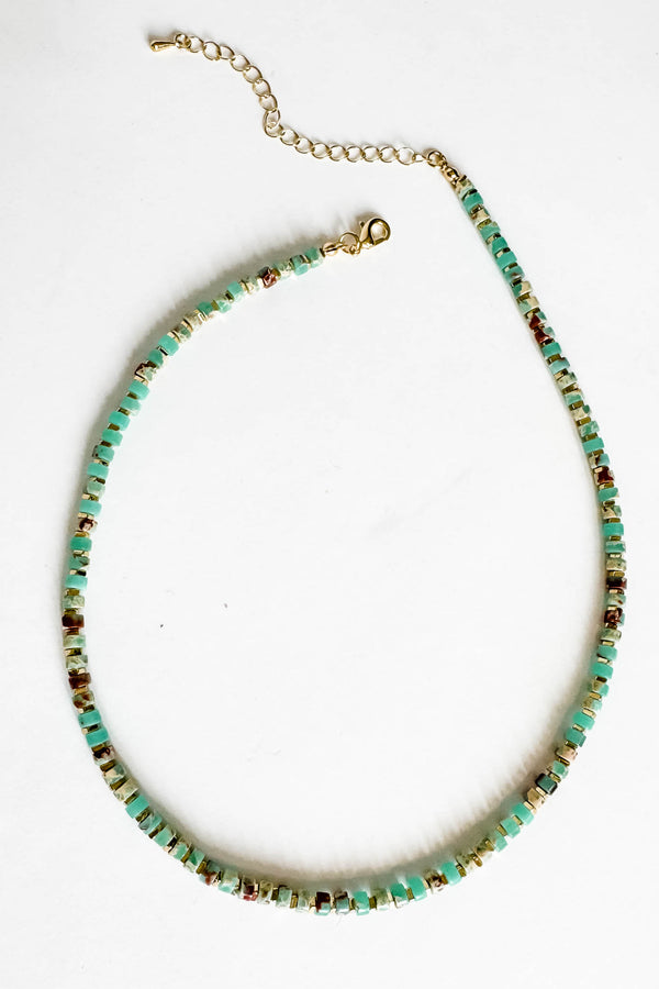 18k Non-tarnish Jade Beaded Stainless Steel Necklace