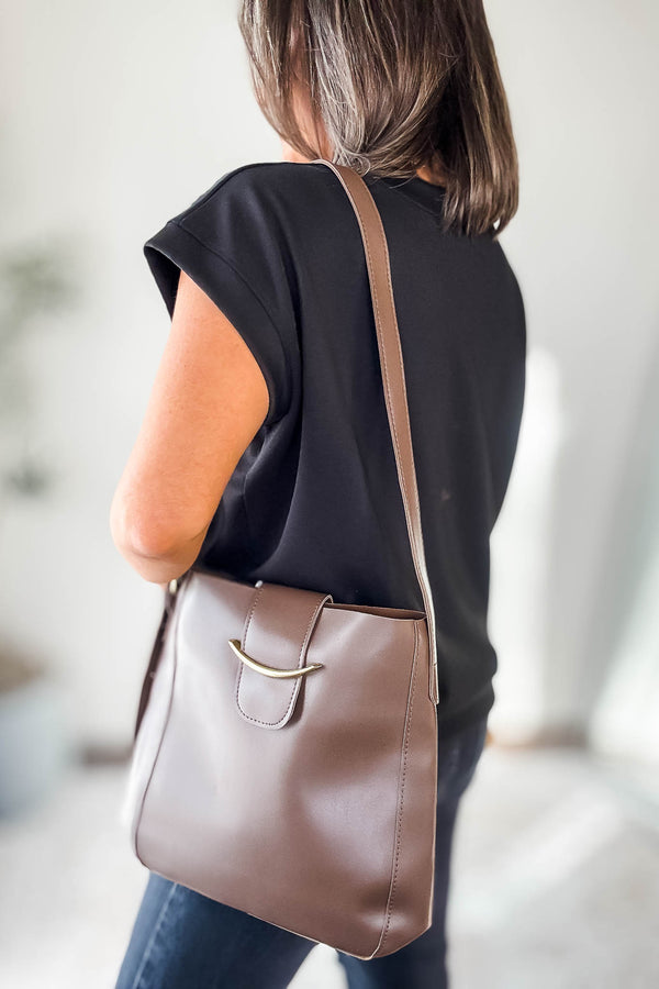Vegan Brown Leather Crossbody Shoulder Messenger Bag