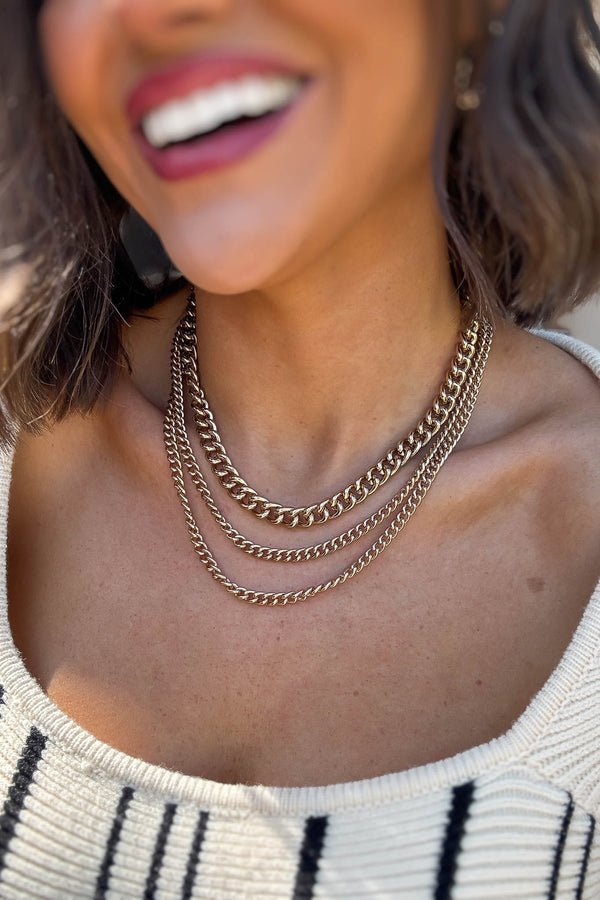 Three Layer Chunky Link Chain Necklace Set