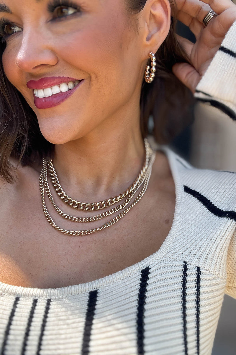 Three Layer Chunky Link Chain Necklace Set