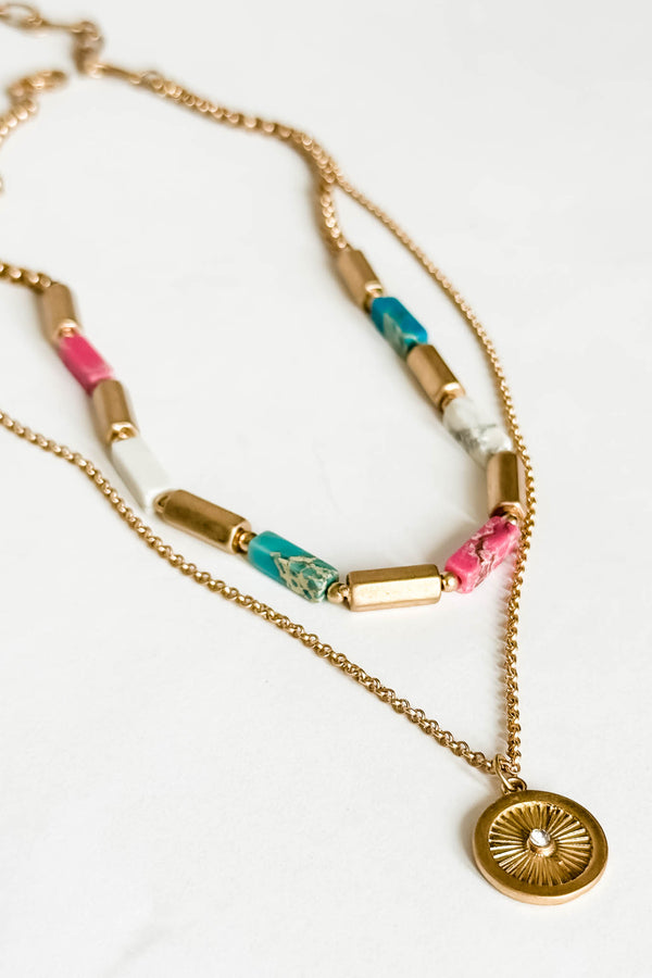 Double Layer and Pendant Necklace Set