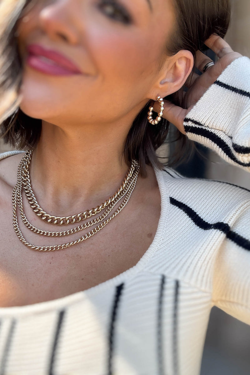 Three Layer Chunky Link Chain Necklace Set
