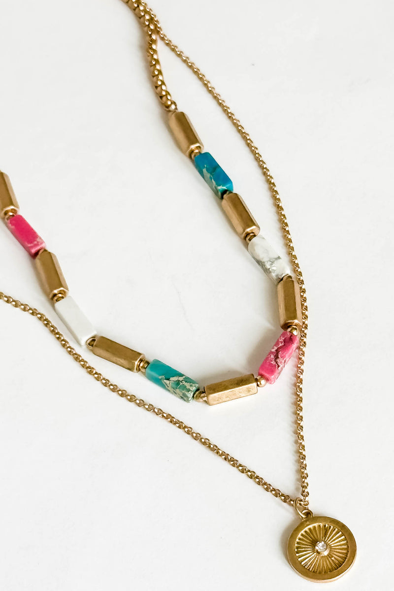 Double Layer and Pendant Necklace Set