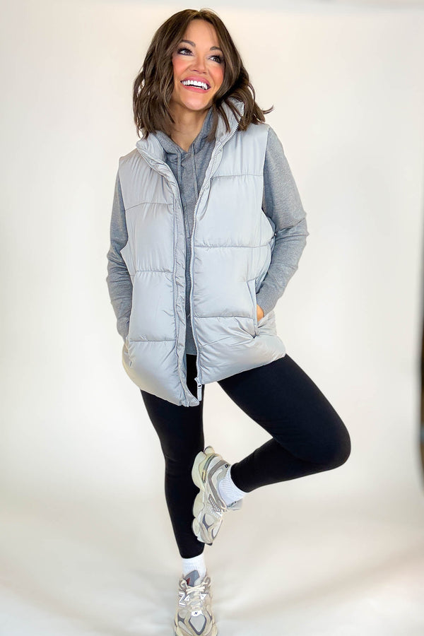 PINK FRIDAY DEAL Gray Over Size Padding Winter Vest