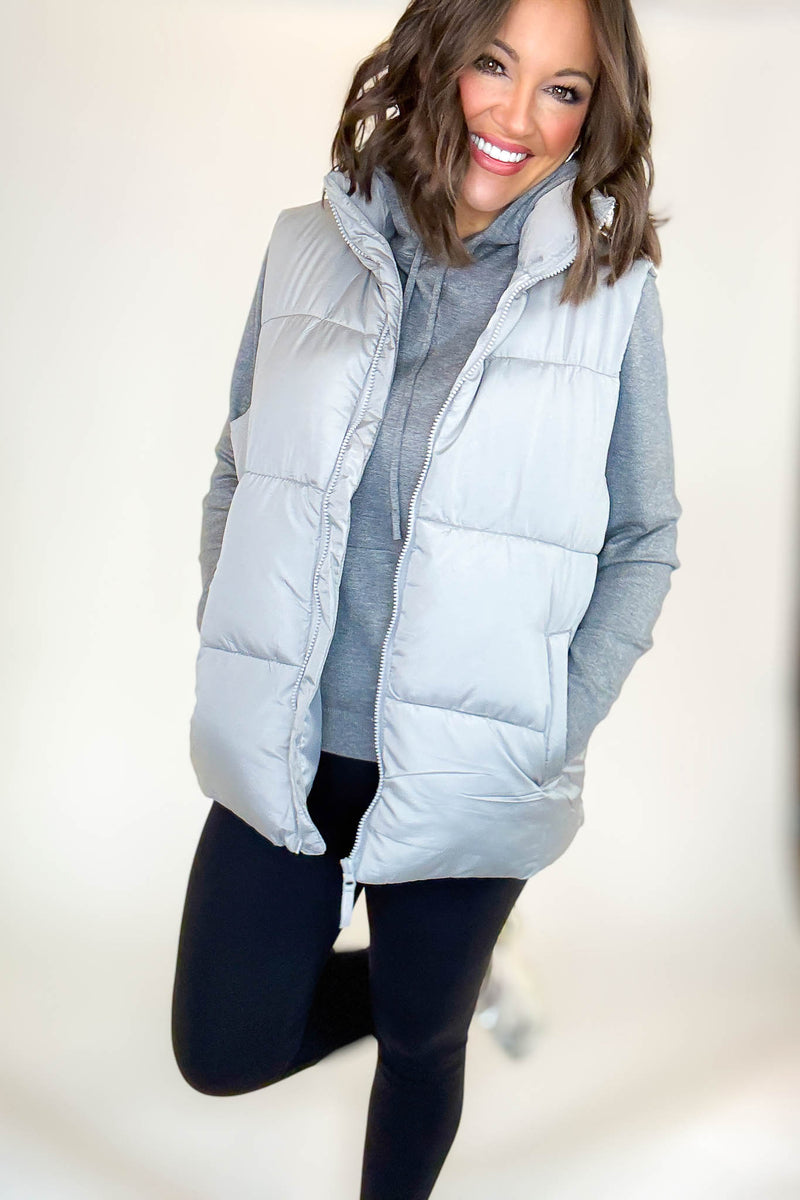 PINK FRIDAY DEAL Gray Over Size Padding Winter Vest