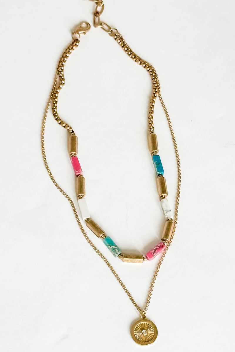 Double Layer and Pendant Necklace Set