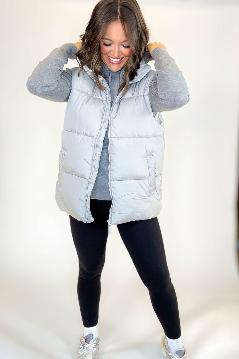PINK FRIDAY DEAL Gray Over Size Padding Winter Vest