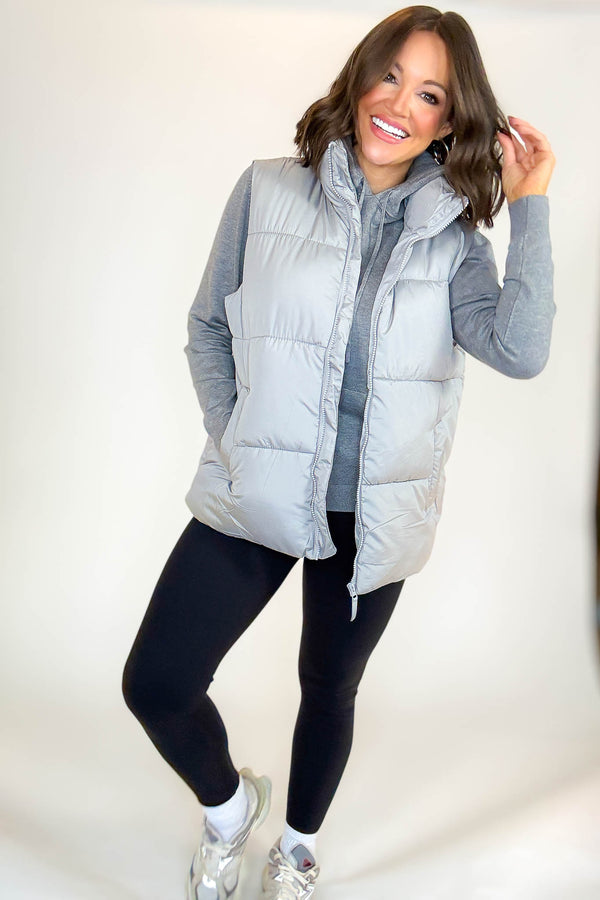 PINK FRIDAY DEAL Gray Over Size Padding Winter Vest