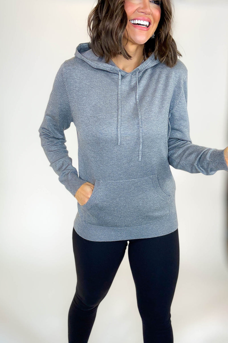 PINK FRIDAY Heather Grey Women's Sweater Hoodie With Front Pocket