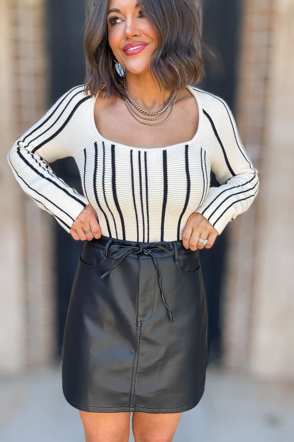 Faux Black Leather Mini Skirt