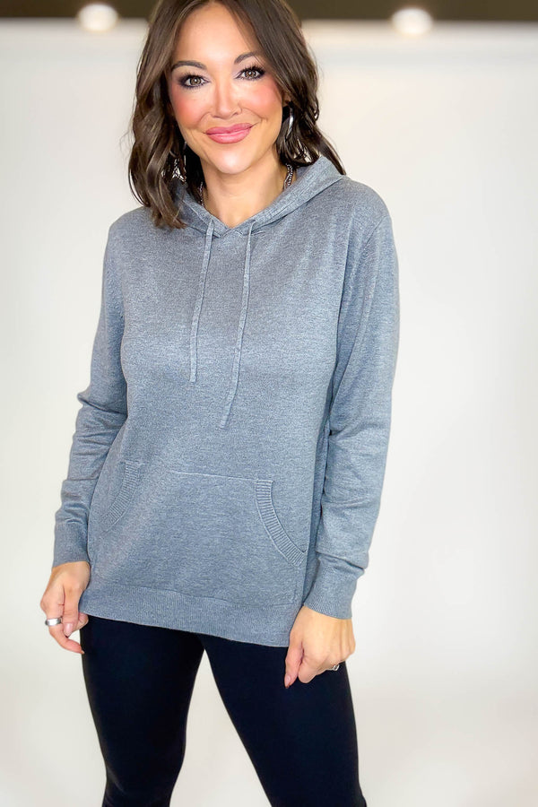 PINK FRIDAY Heather Grey Women's Sweater Hoodie With Front Pocket