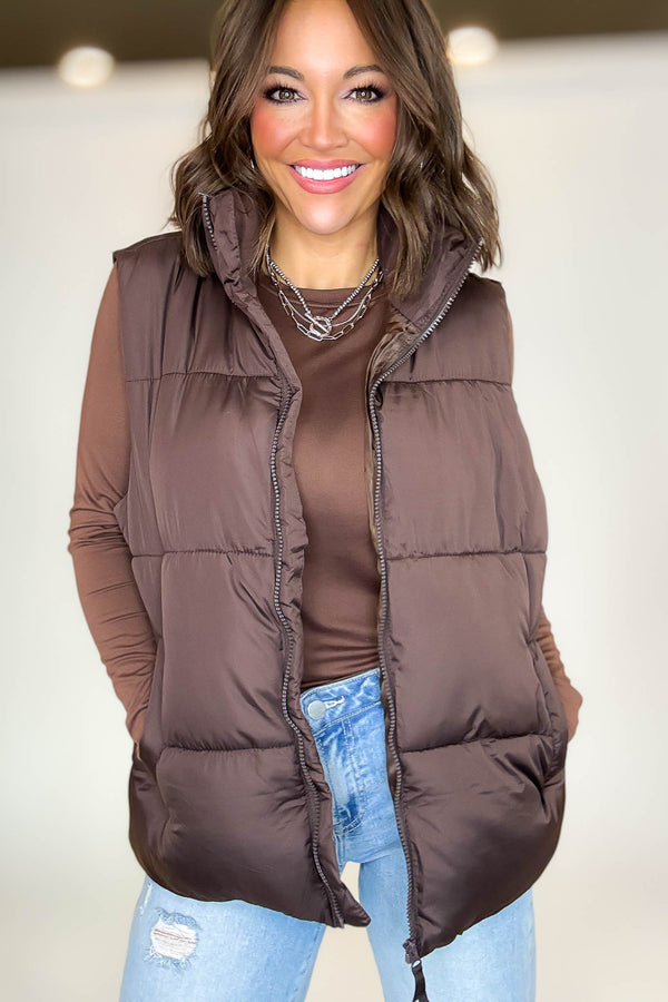 PINK FRIDAY DEAL Brown Over Size Padding Winter Vest