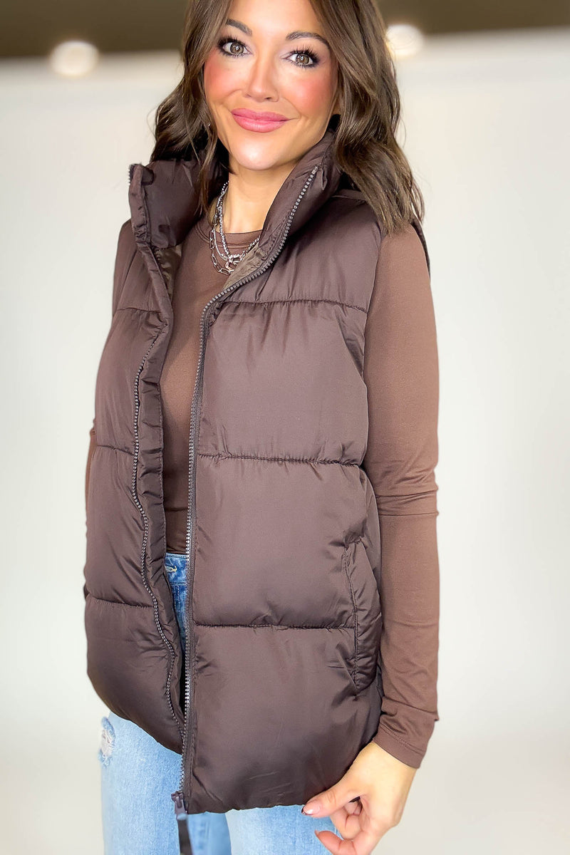 PINK FRIDAY DEAL Brown Over Size Padding Winter Vest