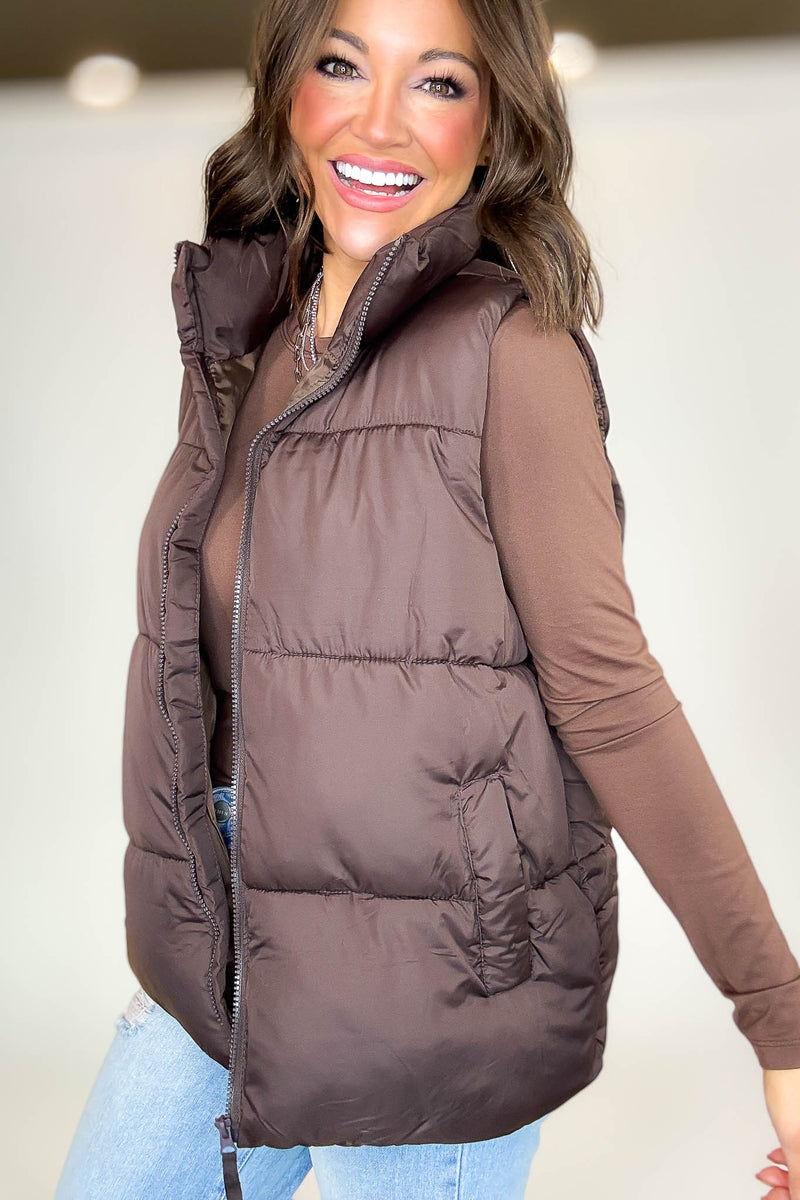PINK FRIDAY DEAL Brown Over Size Padding Winter Vest