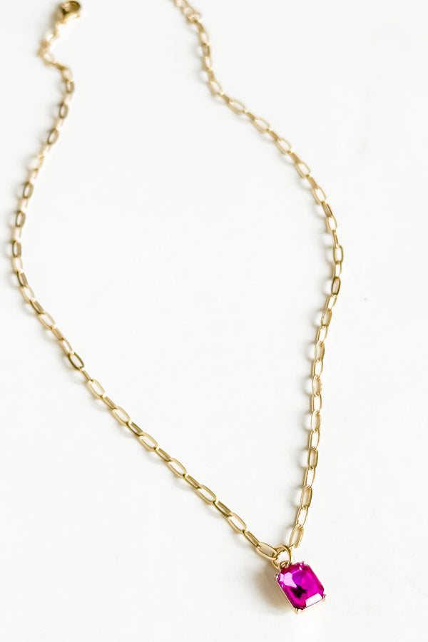 18k Gold Hot Pink Non-tarnish Link Necklace
