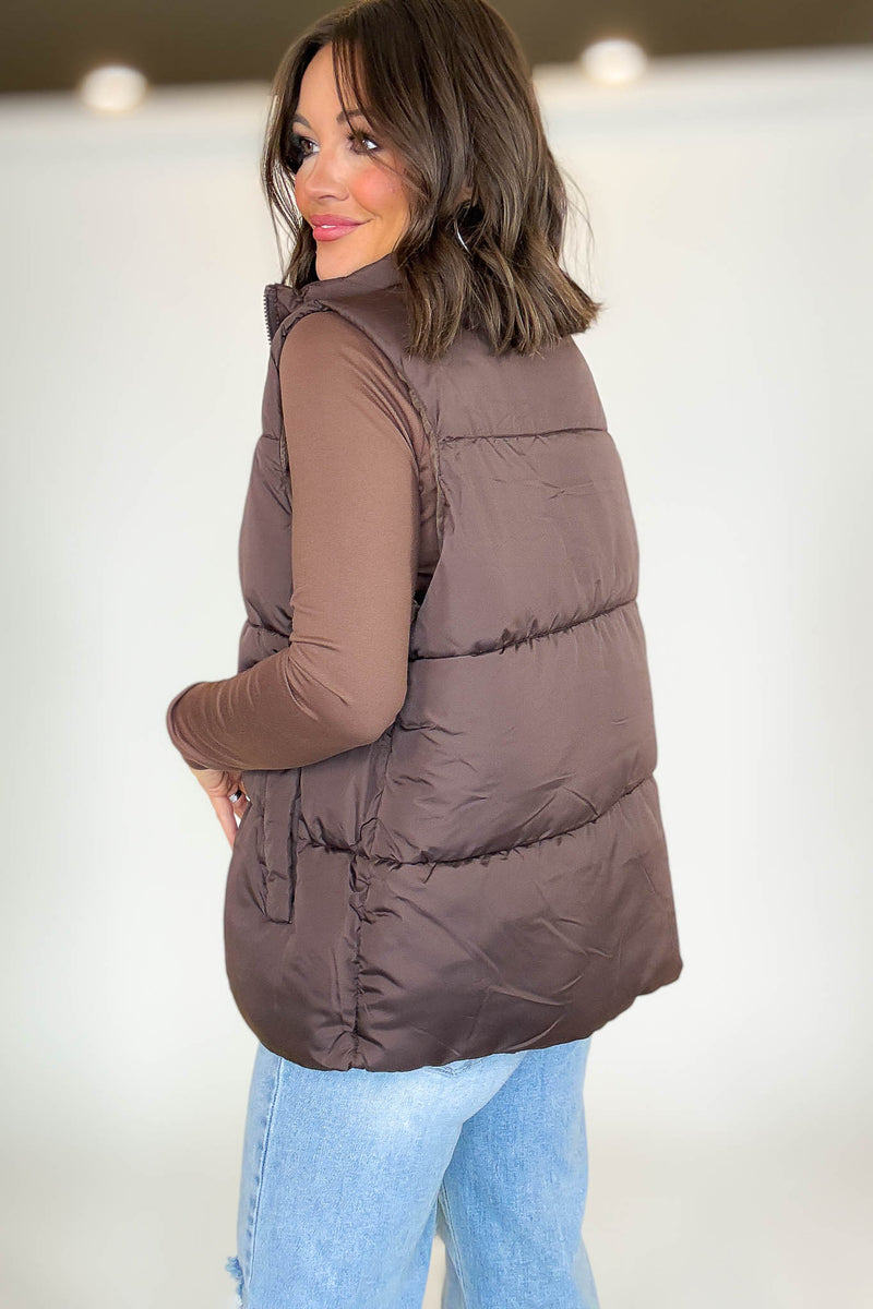 PINK FRIDAY DEAL Brown Over Size Padding Winter Vest