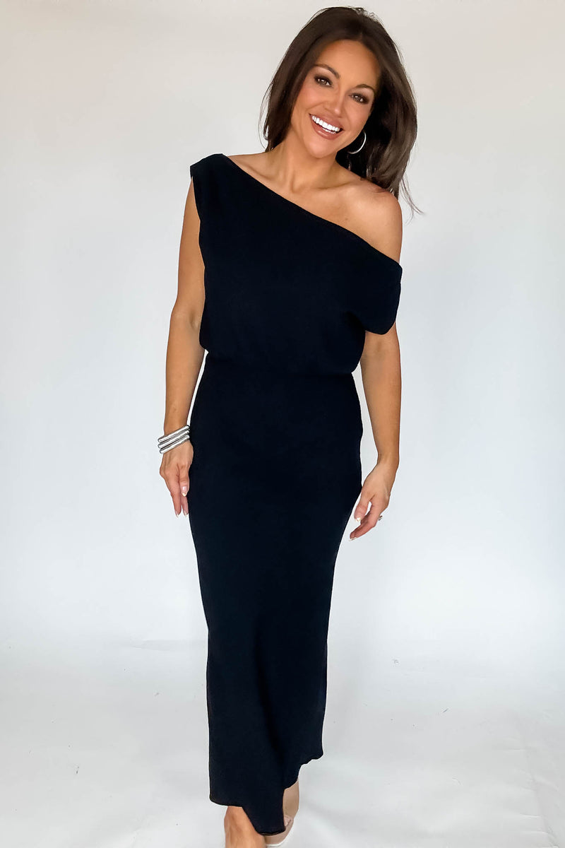 Black Sienna One-Shoulder Maxi Dress