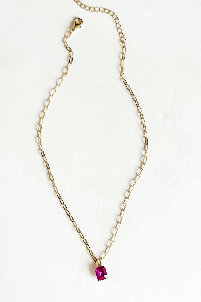 18k Gold Hot Pink Non-tarnish Link Necklace