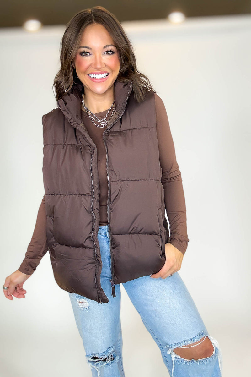 PINK FRIDAY DEAL Brown Over Size Padding Winter Vest
