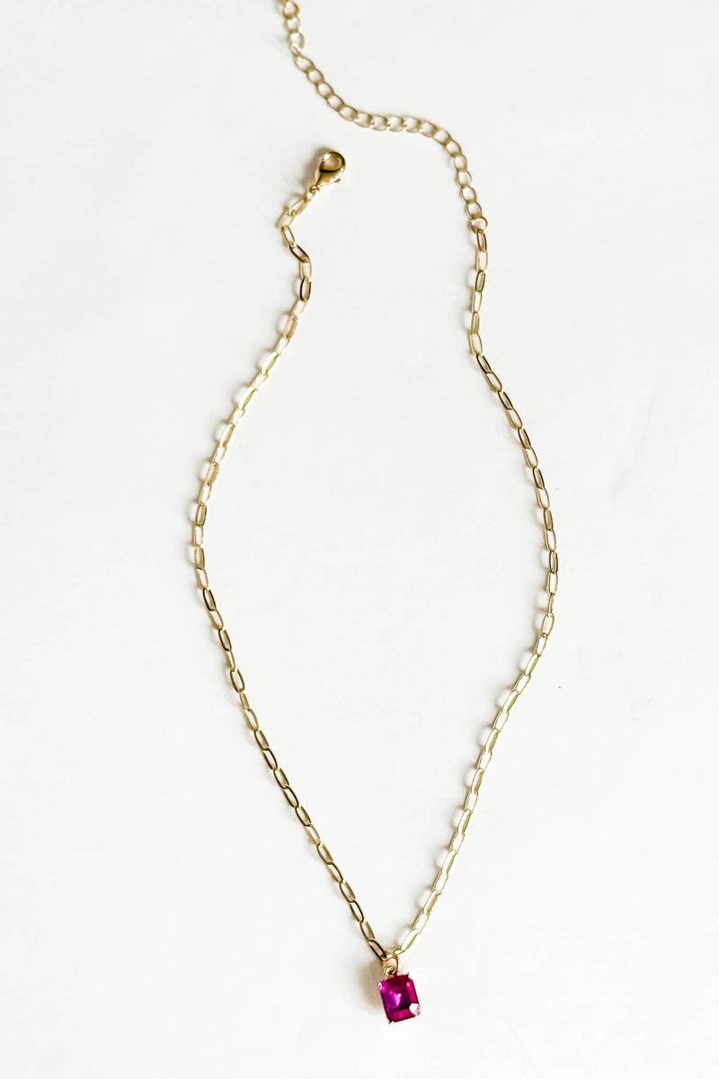 18k Gold Hot Pink Non-tarnish Link Necklace