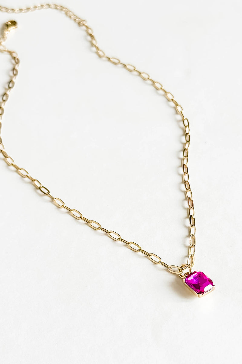 18k Gold Hot Pink Non-tarnish Link Necklace