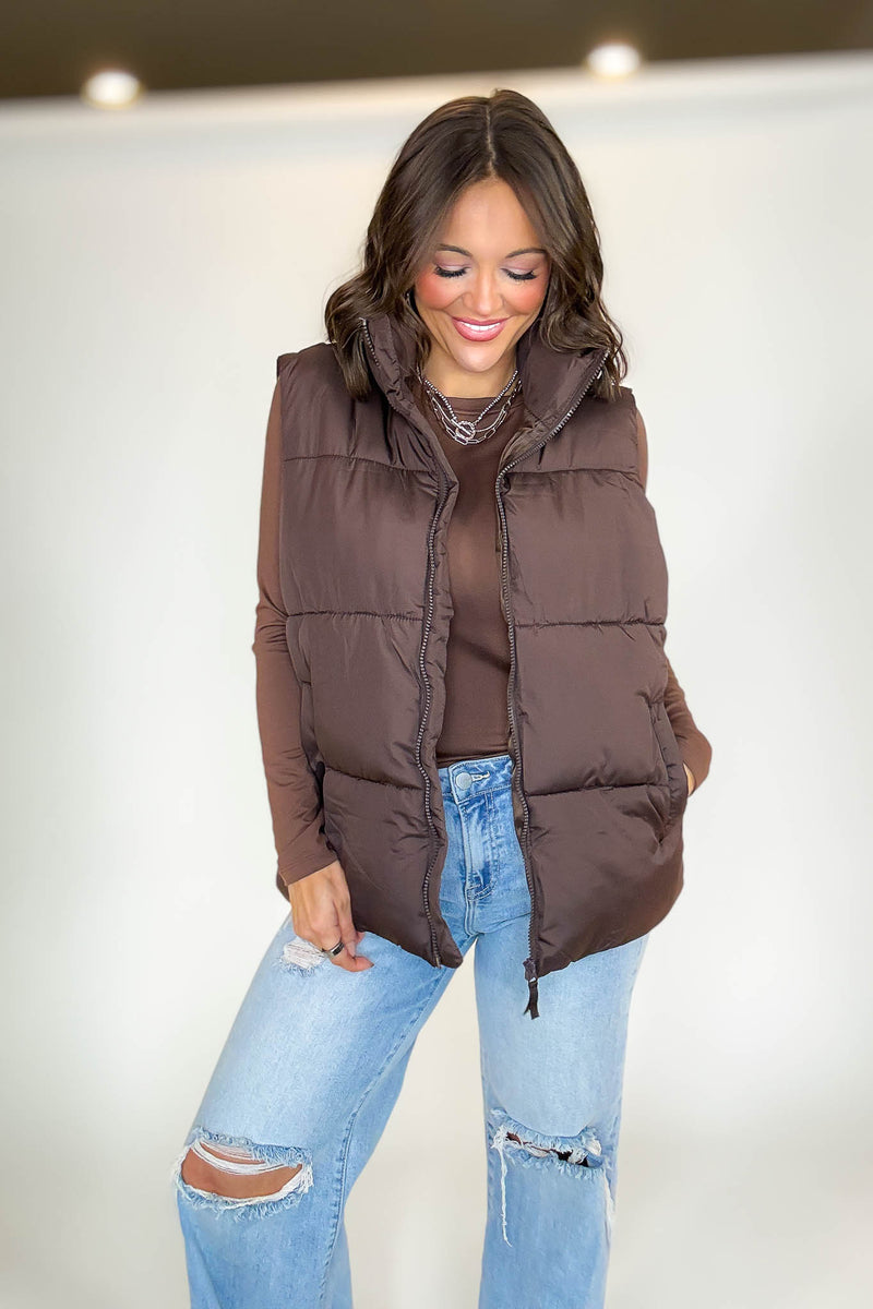 PINK FRIDAY DEAL Brown Over Size Padding Winter Vest