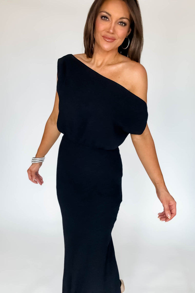 Black Sienna One-Shoulder Maxi Dress