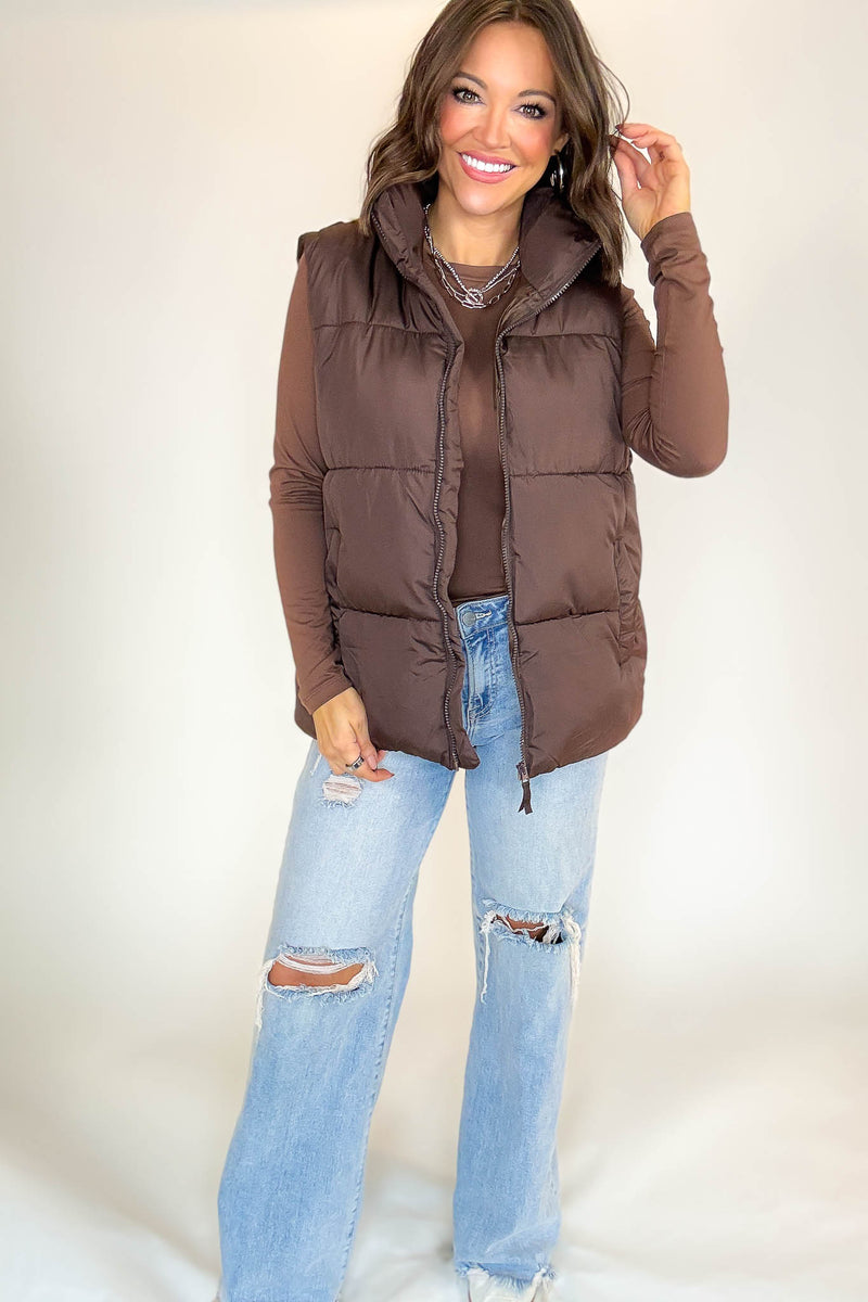 PINK FRIDAY DEAL Brown Over Size Padding Winter Vest