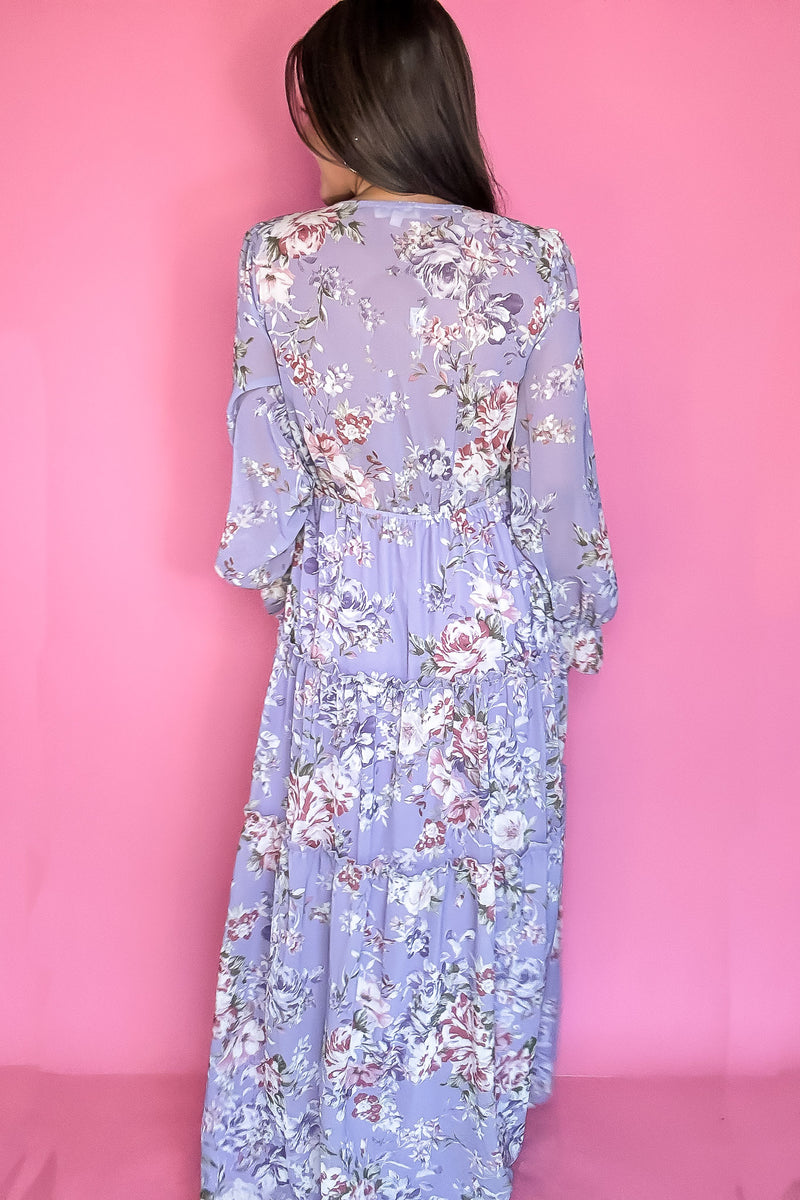 Lilac Floral Print Maxi Dress