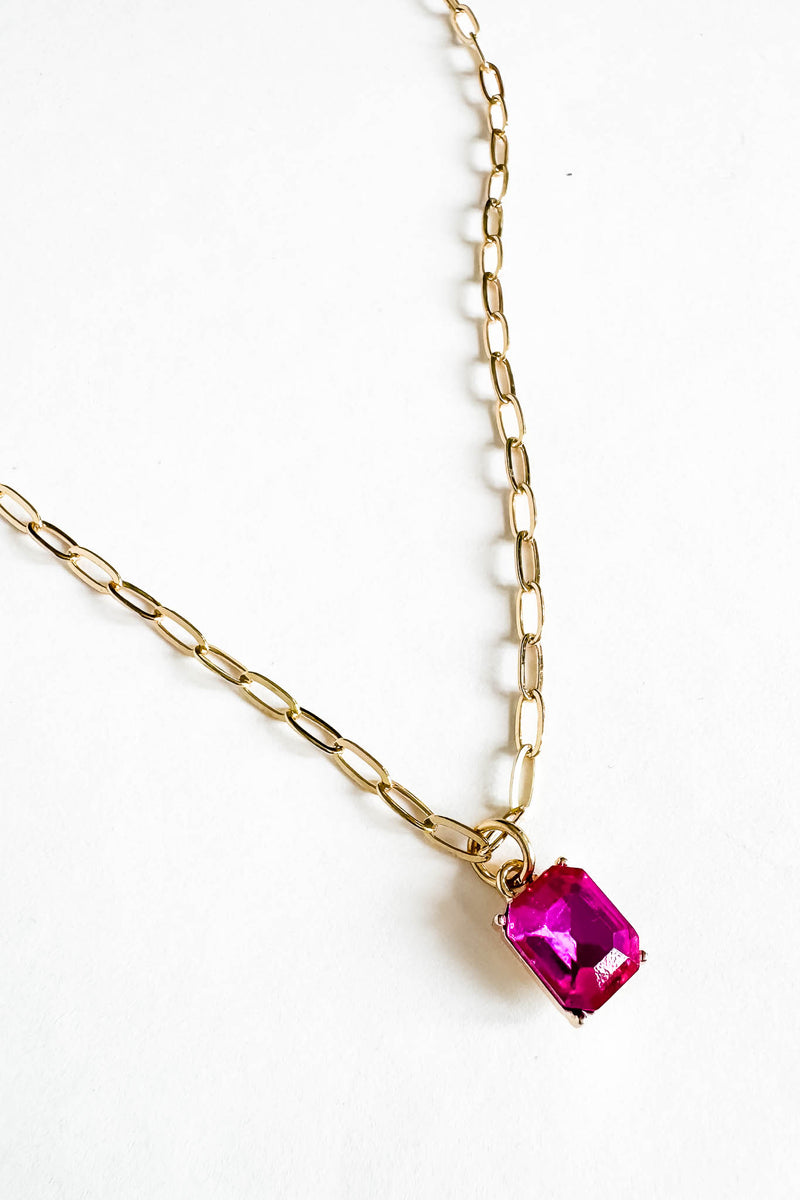 18k Gold Hot Pink Non-tarnish Link Necklace