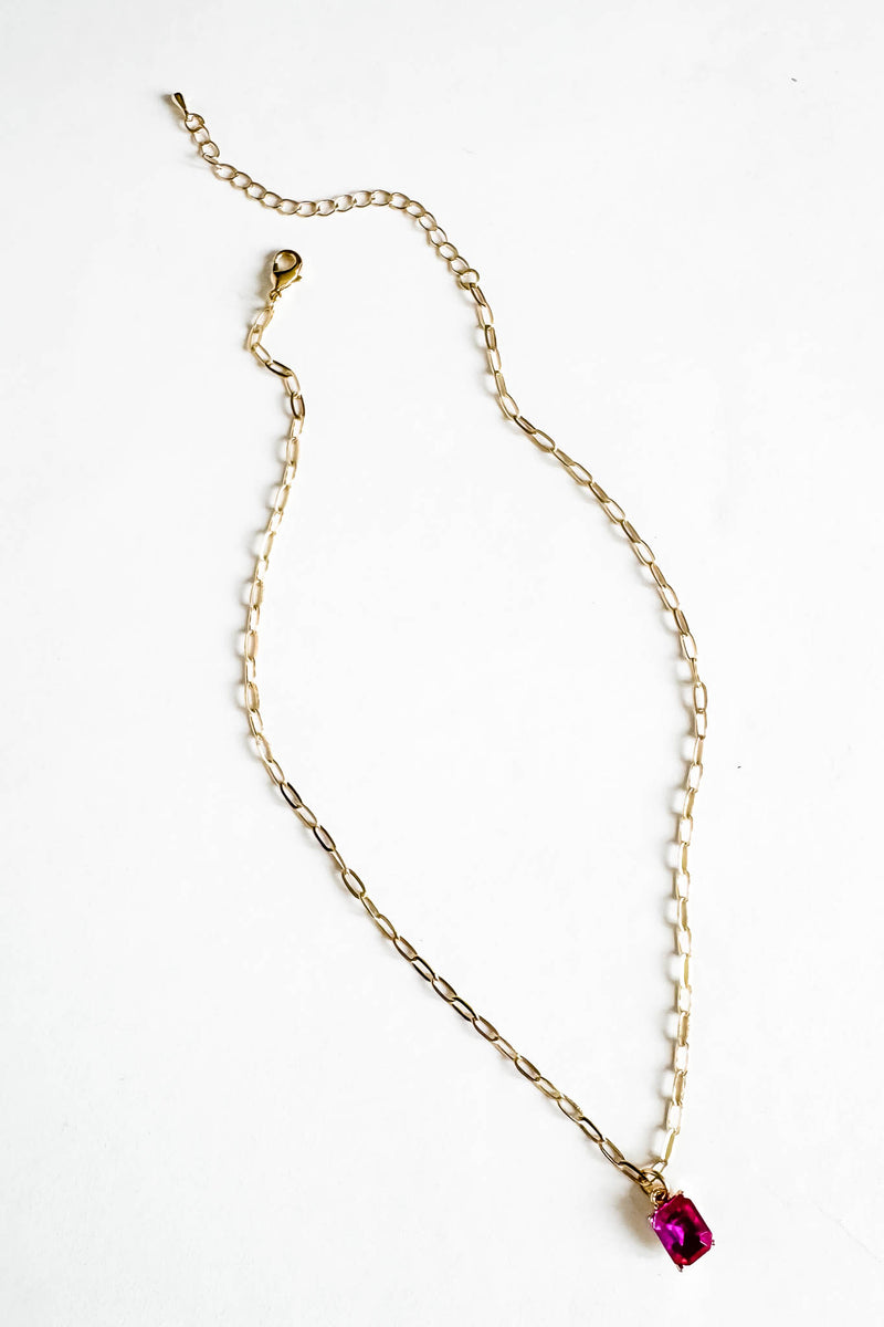 18k Gold Hot Pink Non-tarnish Link Necklace