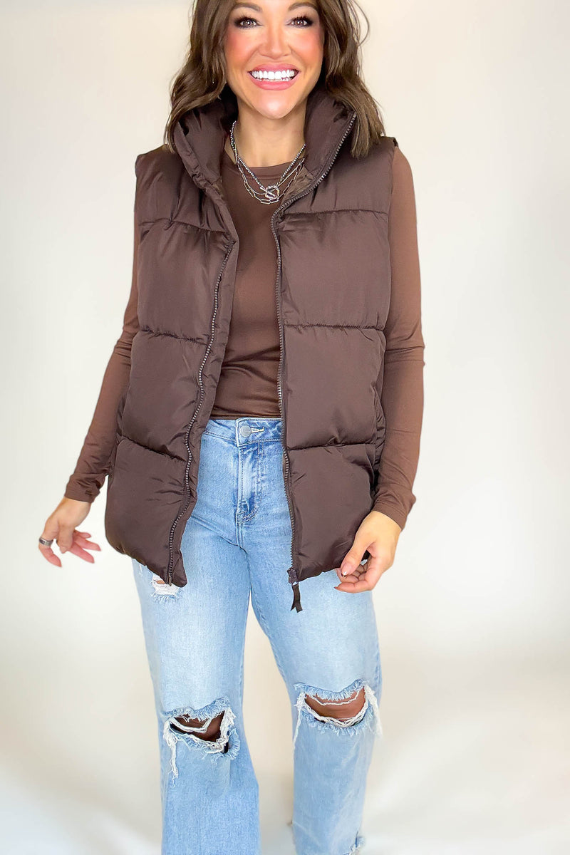 PINK FRIDAY DEAL Brown Over Size Padding Winter Vest
