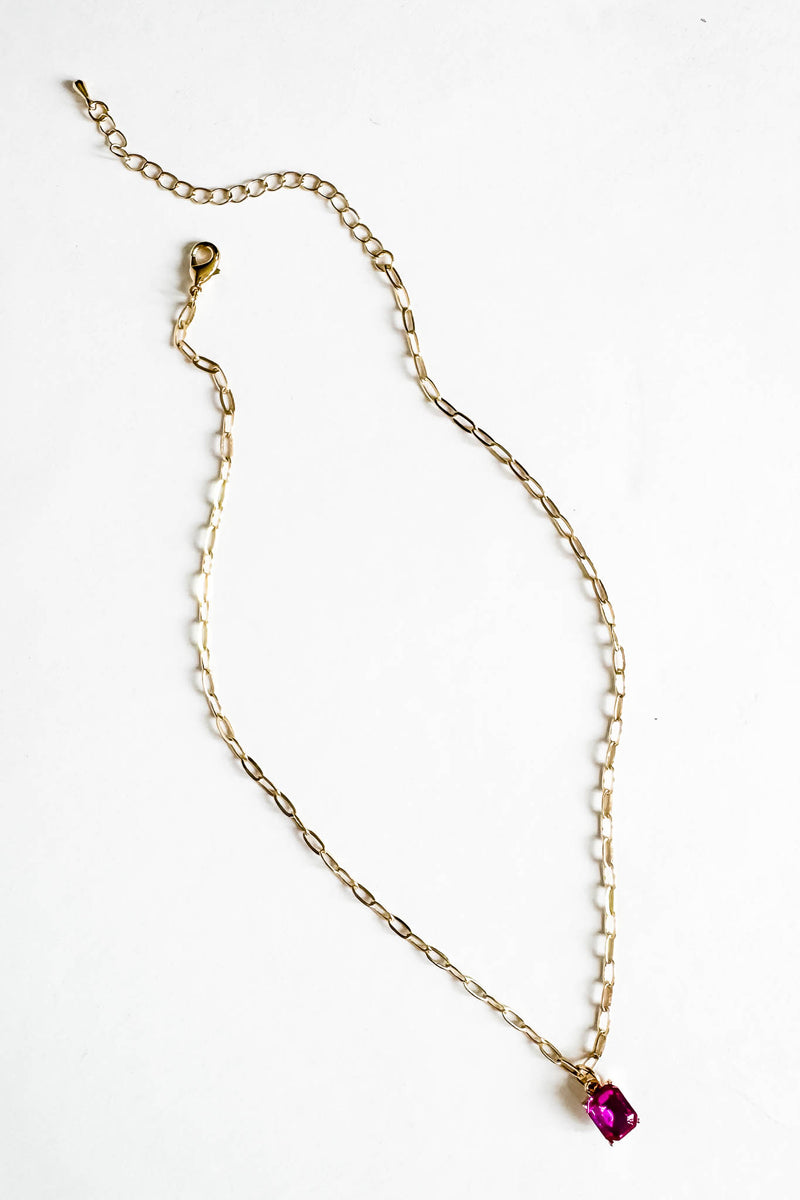 18k Gold Hot Pink Non-tarnish Link Necklace