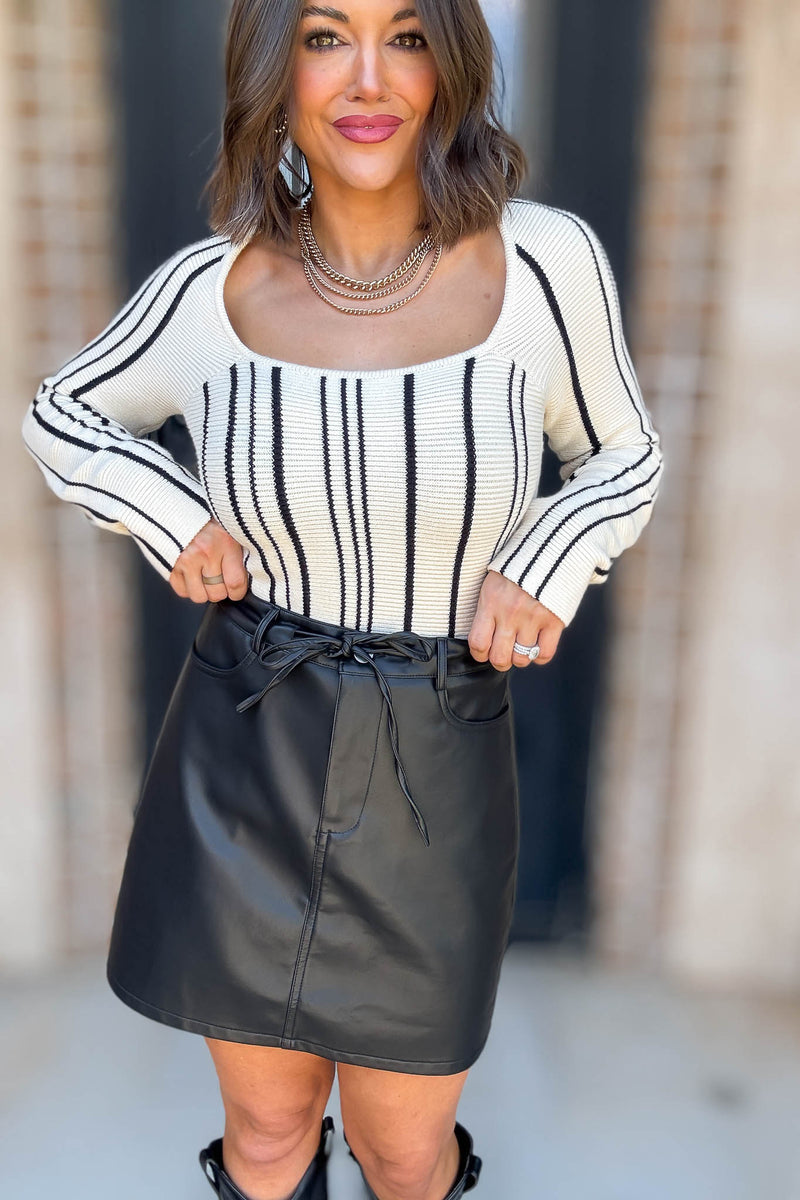 Faux Black Leather Mini Skirt
