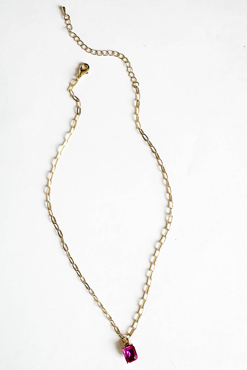 18k Gold Hot Pink Non-tarnish Link Necklace