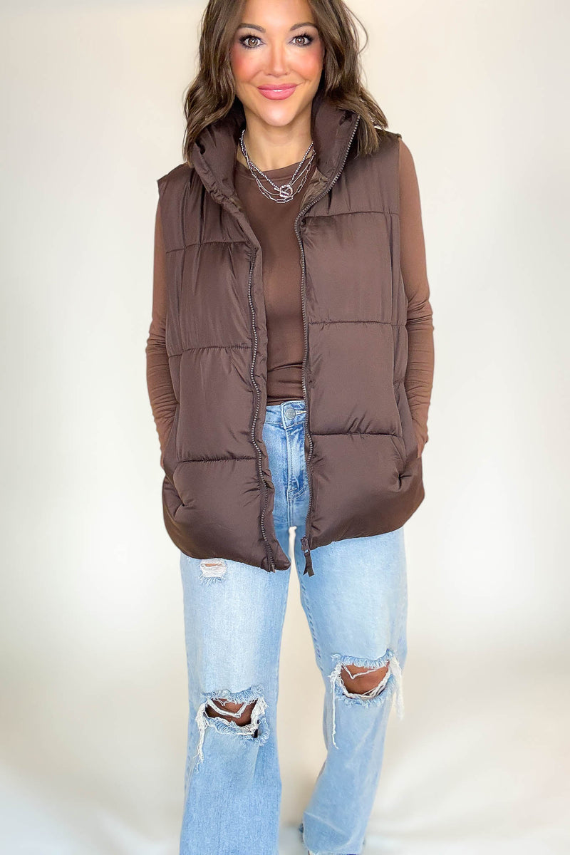 PINK FRIDAY DEAL Brown Over Size Padding Winter Vest