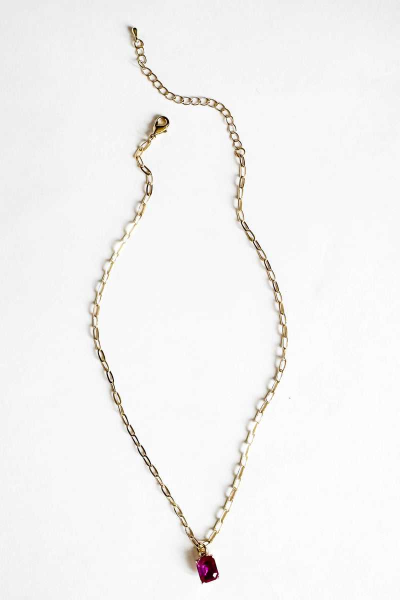 18k Gold Hot Pink Non-tarnish Link Necklace