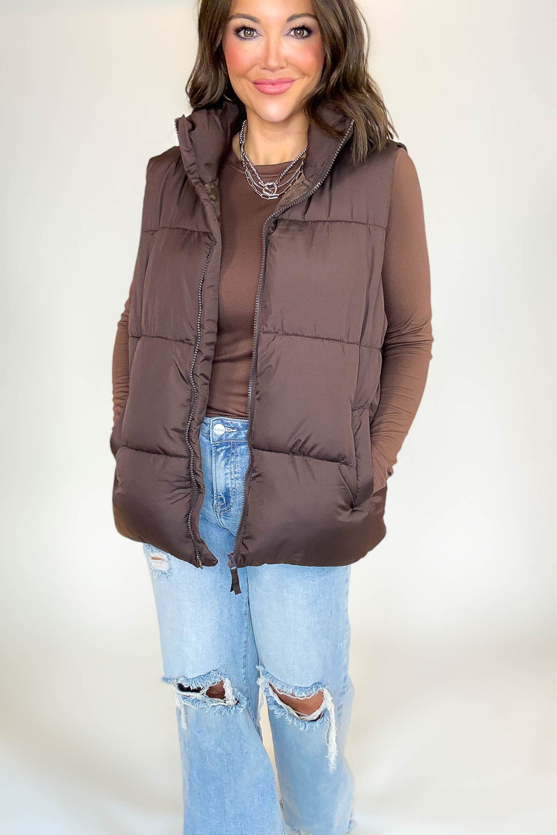 PINK FRIDAY DEAL Brown Over Size Padding Winter Vest