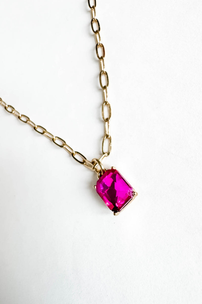 18k Gold Hot Pink Non-tarnish Link Necklace